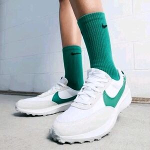 Nike Waffle Debut Women's Sneakers Low Top Grey Green Off White Suede Lace up 9